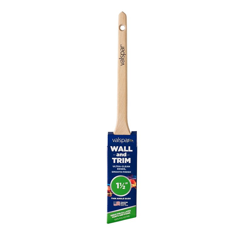 Valspar Wall and Trim 881442150 Sash Brush, 1-1/2 in W, Angle Brush, Polyester Bristle