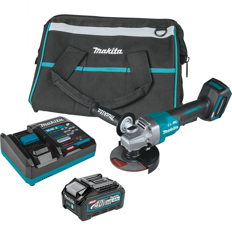 Makita XGT GAG03M1 Paddle Switch Angle Grinder Kit, Battery Included, 40 V, 4 Ah, 5/8-11 Spindle, 5 in Dia Wheel