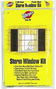 Warp's Easy-On Series EZ-36 Storm Window Kit, 36 in W, 2 mil Thick, 72 in L, Clear