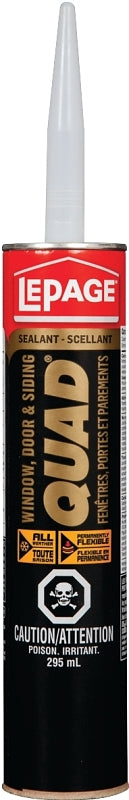 LePage Quad 1637337 Sealant, Tan Brown, 7 to 14 days Curing, -7 to 38 deg C, 295 mL Cartridge