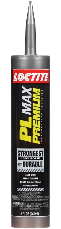 Loctite PL PREMIUM MAX 2292244 Construction Adhesive, Gray, 9 oz Cartridge