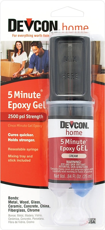 Devcon 21045 Epoxy Gel Adhesive, Cream, Liquid, 0.84 oz Syringe