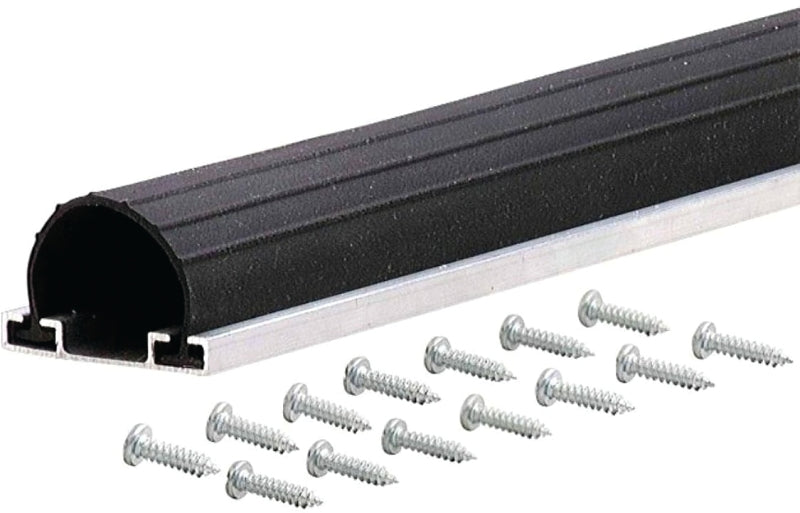 M-D 87643 Garage Door Bottom, 1-5/8 in W, 2-3/4 in Thick, 9 ft L, Aluminum/Vinyl, Black