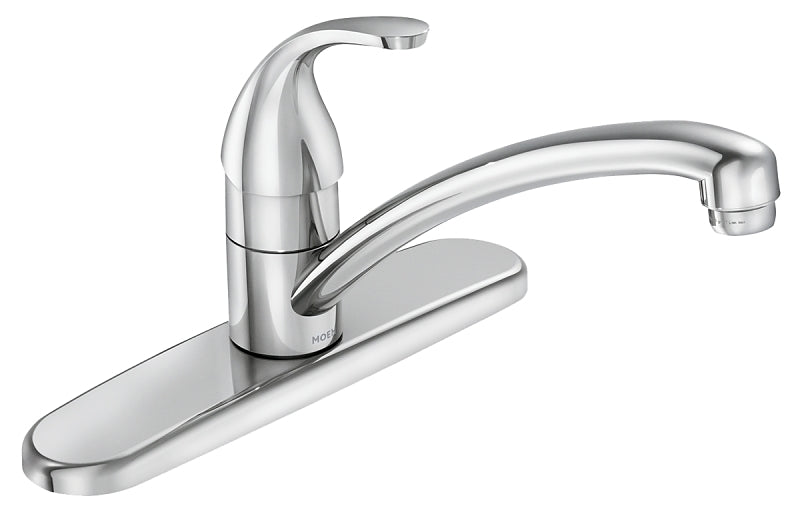 Moen Adler Series 87603 Kitchen Faucet, 1.5 gpm, 3-Faucet Hole, Brass/Metal, Chrome Plated, Deck Mounting, Lever Handle