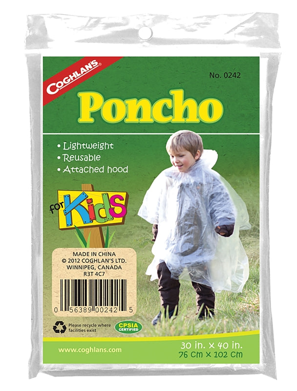 Coghlan's 0242 Poncho, One-Size, Plastic, Clear, Attached