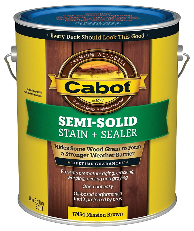 Cabot 140.0017434.007 Deck and Siding Stain, Mission Brown, Liquid, 1 gal