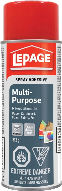 LePage 1726249 Multi-Purpose Adhesive, White, 24 hr Curing, 311.8 g Can