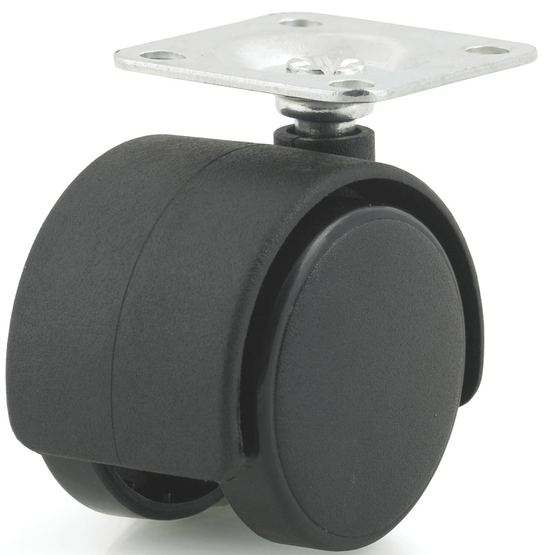 Dh Casters C-T15P1BK Swivel Caster, 1-1/2 in Dia Wheel, Plastic Wheel, Black, 70 lb