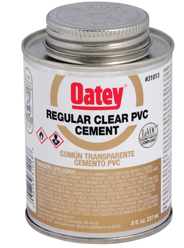 Oatey 31015 Solvent Cement, 32 oz Can, Liquid, Clear