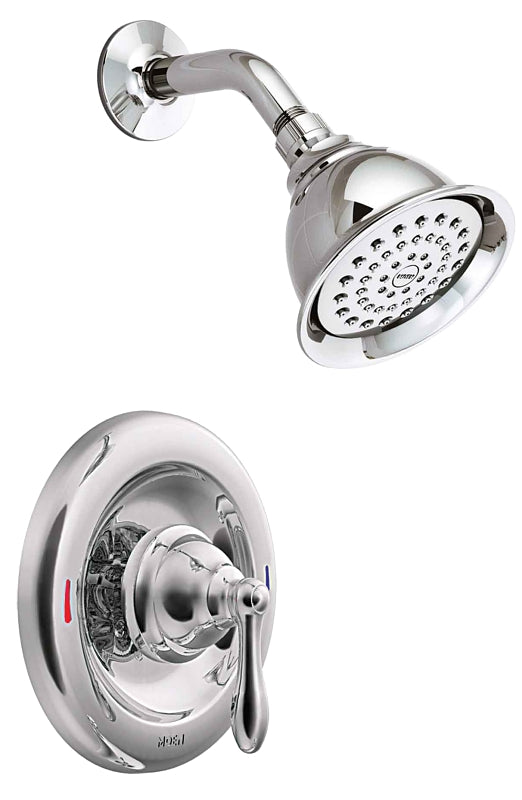 Moen Caldwell Series 82495C Shower, 1.75 gpm, 4 in Dia Showerhead, Metal, Chrome Plated, Lever Handle, 1-Handle