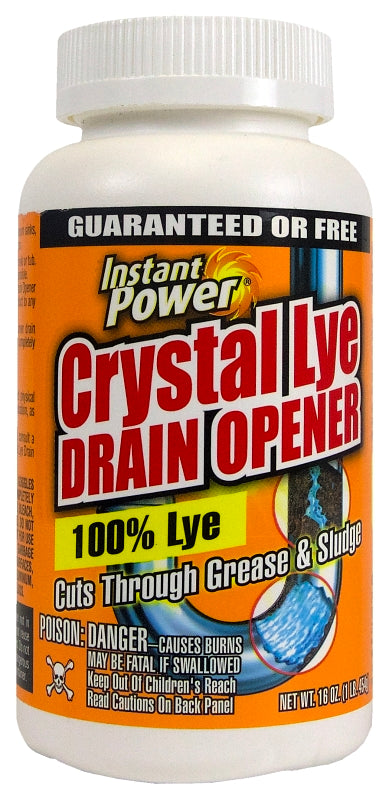 Instant Power 1650 Crystal Lye Drain Opener, Solid, White, Odorless, 1 lb