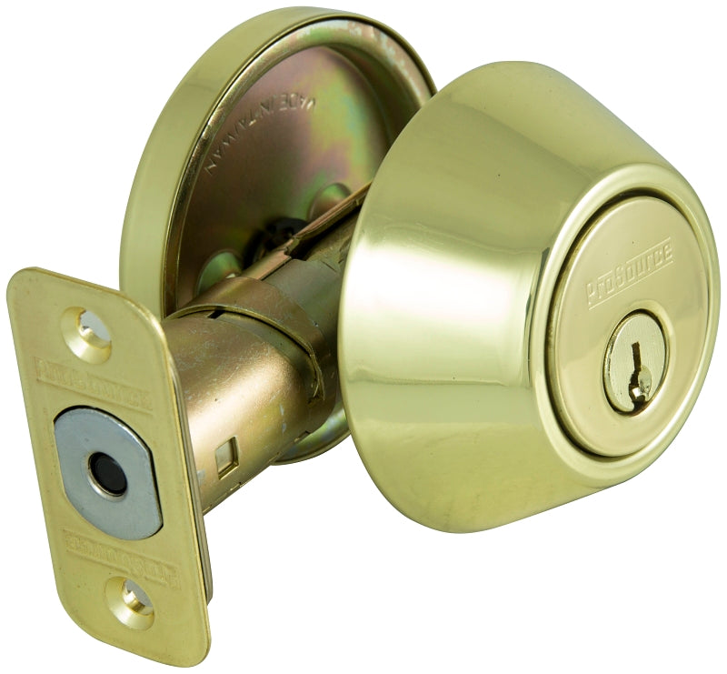 ProSource Signature Series Deadbolt, 3 Grade, Polished Brass, 2-3/8 to 2-3/4 in Backset, KW1 Keyway