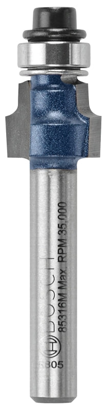 Bosch 85316MC Router Bit, 1/2 in Dia Cutter, 3/8 in L Cutting, 2 in OAL, 1/4 in Dia Shank, 2-Cutter, Steel