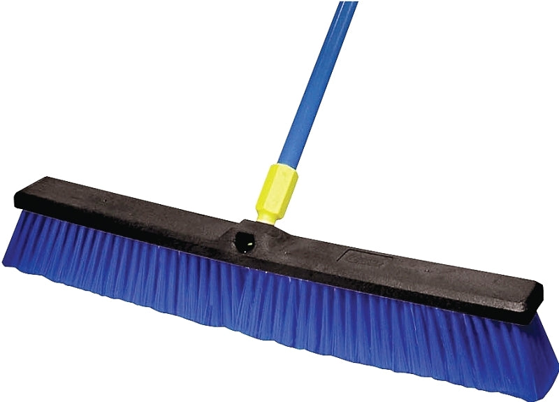 Quickie 599 Rough Surface Push Broom, 24 in Sweep Face, Poly Fiber Bristle, Steel Handle