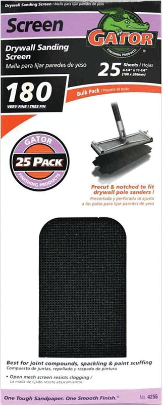 Gator 3301 Sanding Screen, 11-1/4 in L, 4-1/4 in W, 180 Grit, Fine, Silicone Carbide Abrasive