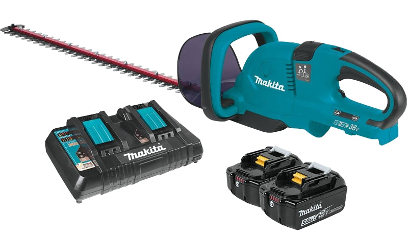 Makita XHU04PT Hedge Trimmer Kit, 5 Ah, 36 V Battery, Lithium-Ion Battery, 25-1/2 in Blade, 6-Speed