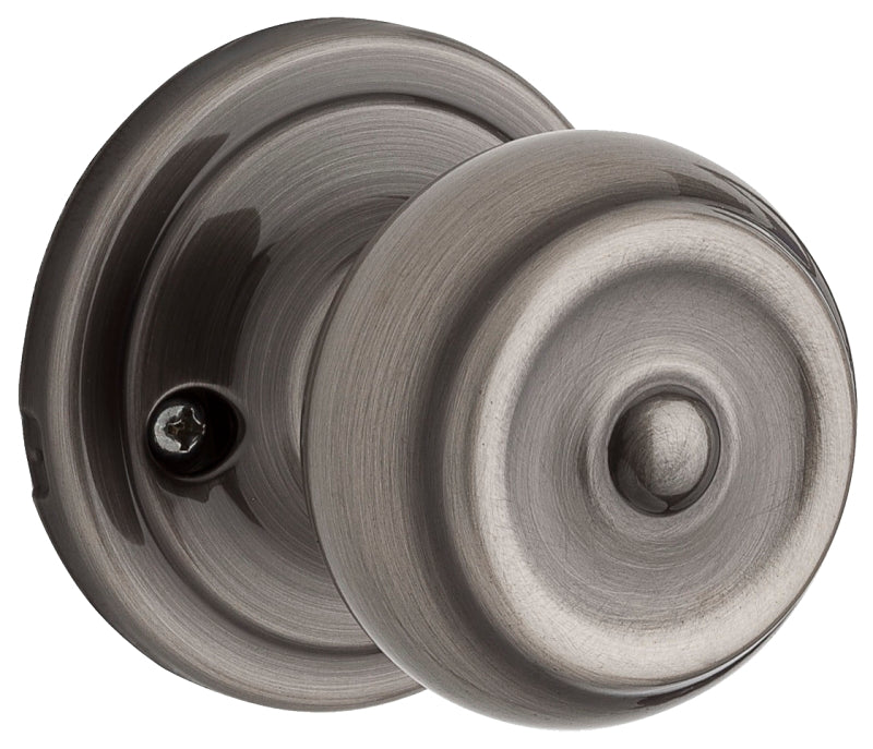 Weiser Phoenix Series GA12 P15AMS Dummy Door Knob, 2-3/16 in Dia Knob, Antique Nickel