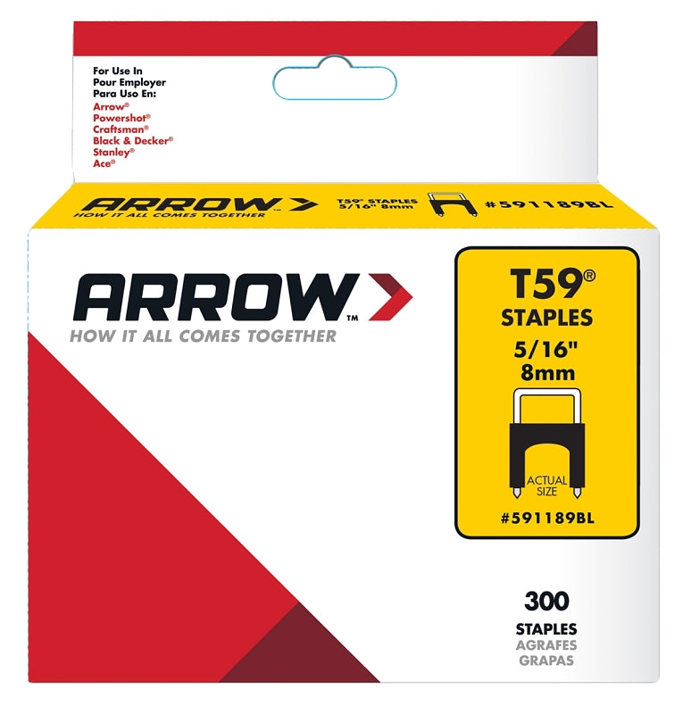 Arrow 591189BL Cable Staple, 5/16 in L Leg, 5/16 in W Crown, Steel, Black