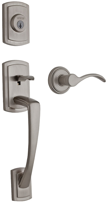 Weiser GCL9471 GY/TP15 Handleset, 2 Grade, Satin Nickel, 2-3/8, 2-3/4 in Backset, 1-3/4 in Thick Door, Universal Hand