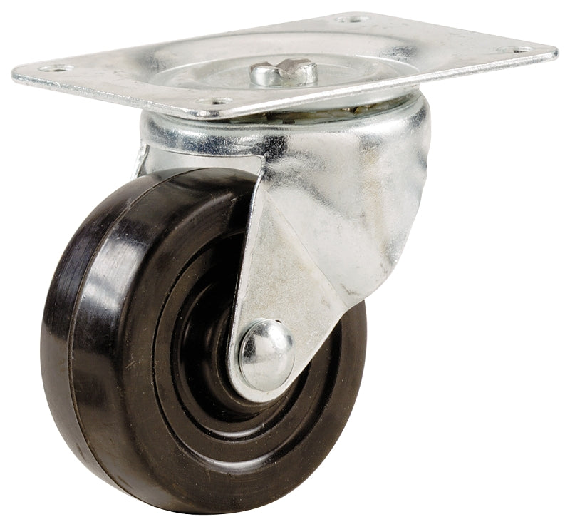 Shepherd Hardware 9487 Swivel Wheel Caster, 1-1/2 in Dia Wheel, 30 lb Load, Rubber, Black