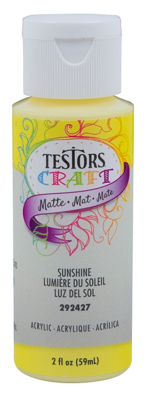 Testors 292427A Acrylic Craft Paint, Matte, Sunshine, 2 oz, Bottle