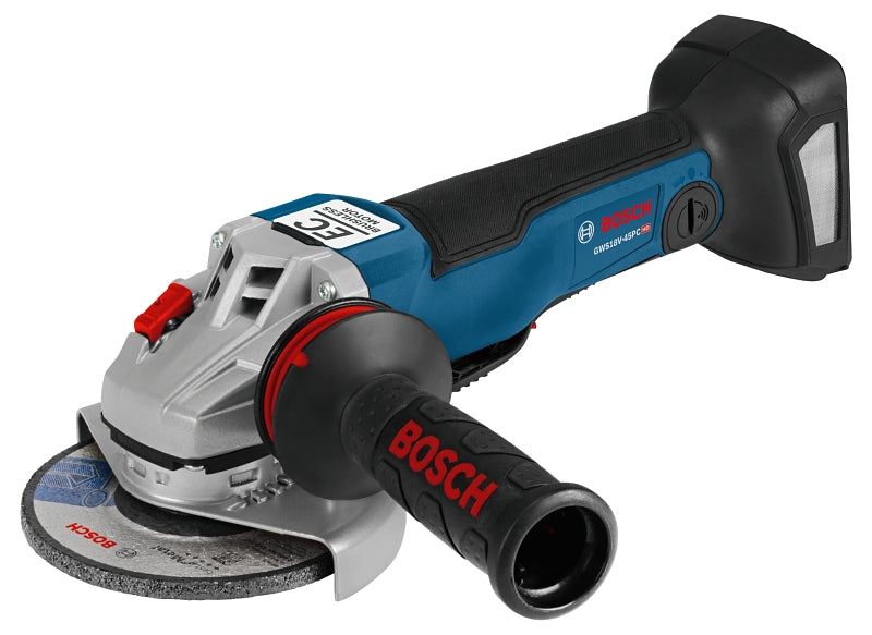 Bosch GWS18V-45PCN EC Brushless Angle Grinder with No Lock-On Paddle Switch, Tool Only, 18 V, 6.3 Ah, 5/8-11 Spindle