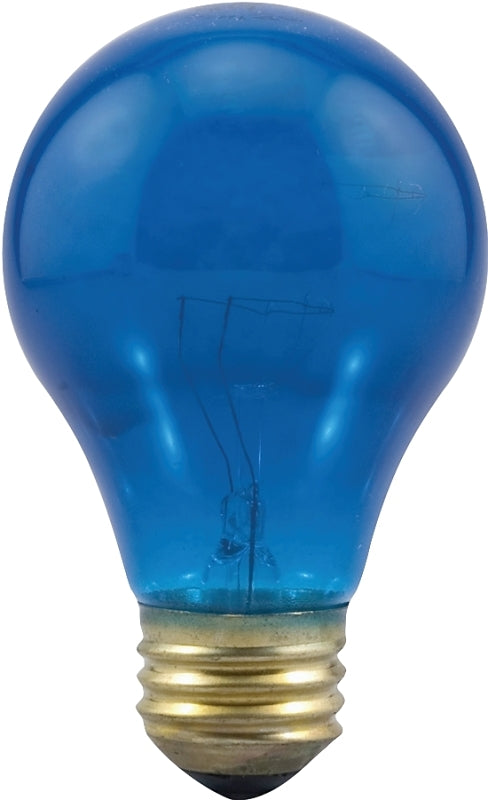 Sylvania 25W/BLUE/A19 Incandescent Lamp, 25 W, A19 Lamp, Medium Lamp Base, 180 Lumens, 2850 K Color Temp