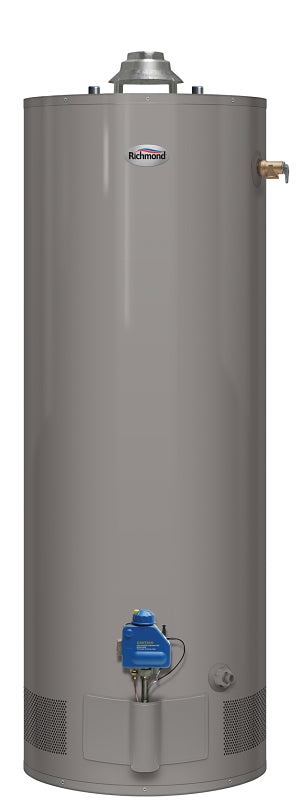 Richmond 9G40S-38F3 Water Heater, Natural Gas, 40 gal Tank, 38000 Btu BTU, 0.58 Energy Efficiency, Dark Warm Gray