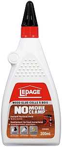 LePage No More Clamp 1982783 Wood Glue, White, 200 mL Bottle