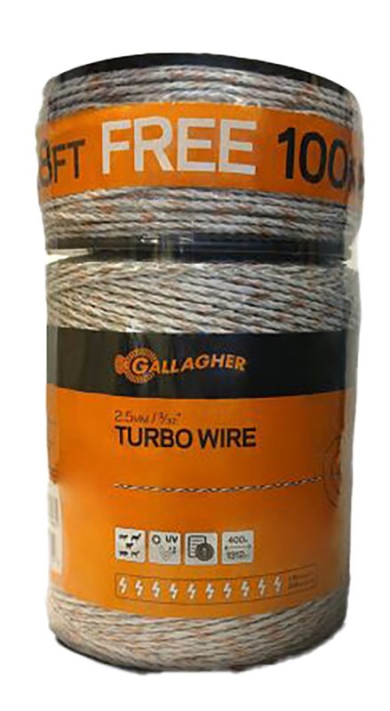 Gallagher G620564 Turbo Wire, Metal Conductor, Ultra White, 1312 ft L