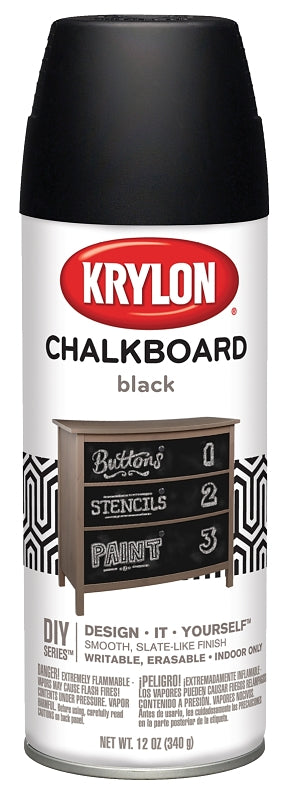 Krylon I00807007 Chalkboard Spray Paint, Black, 12 oz, Can