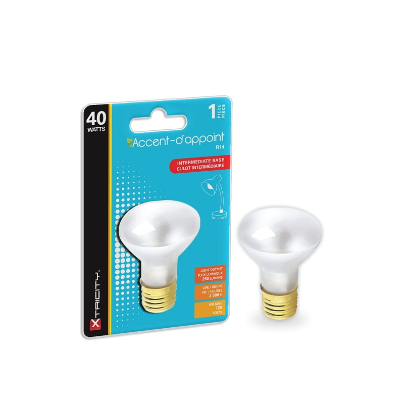 Xtricity 1-63080 Incandescent Bulb, 40 W, R14 Lamp, Intermediate Lamp Base, 280 Lumens, 2700 K Color Temp