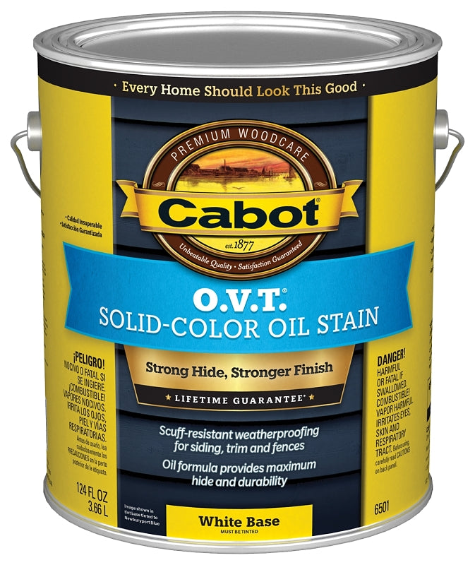 Cabot O.V.T. 140.0006501.007 Oil Stain, Flat, White, Liquid, 1 gal