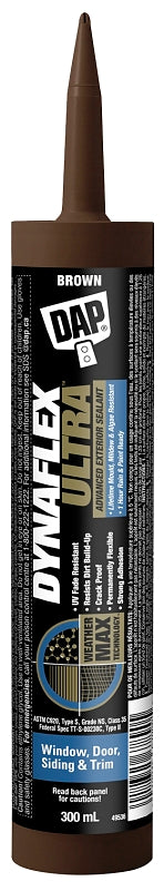 DAP DYNAFLEX ULTRA 7079874156 Advanced Exterior Sealant, Brown, 7 to 14 days Curing, 5 to 37 deg C, 300 mL Cartridge