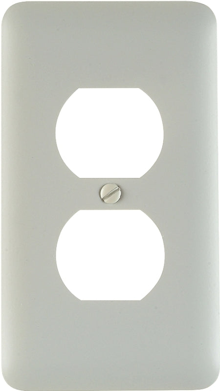 Amerelle 935DW Receptacle Wallplate, 5 in L, 2-13/16 in W, 1 -Gang, Steel, White