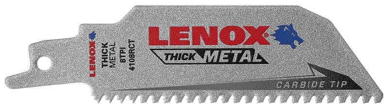 Lenox LAZER CT 2014212 Reciprocating Saw Blade, 1 in W, 4 in L, 8 TPI, Carbide Cutting Edge