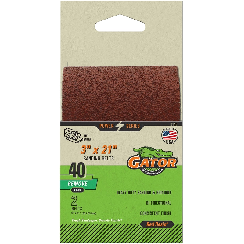 Gator 3149 Sanding Belt, 3 in W, 18 in L, 120 Grit, Fine, Aluminum Oxide Abrasive