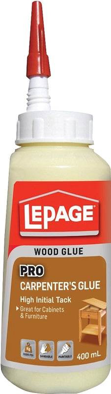 LePage Pro Carpenter's 442184 Wood Glue, Yellow, 400 mL Bottle