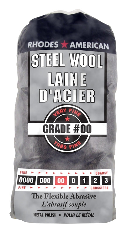 Rhodes American 10121154 Steel Wool, #00 Grit, Very Fine, Gray