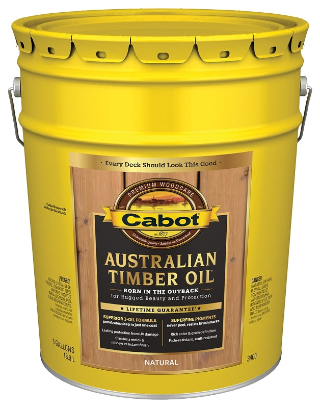 Cabot 3400 Series 140.0003400.008 Australian Timber Oil, Natural, Liquid, 5 gal, Pail