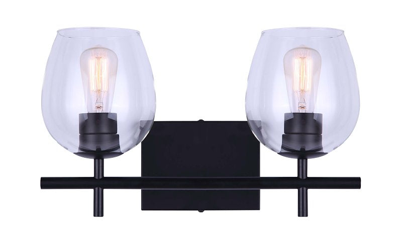 VANITY LIGHT 2LT CLR BLK 100W