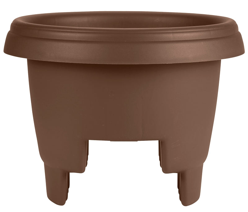 Bloem 136892 Deck Rail Planter, 11.9 in Dia, Poly, Chocolate