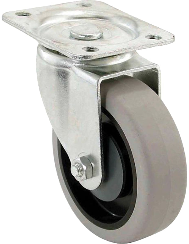 Shepherd Hardware 400 Series 9738 Swivel Caster, 5 in Dia Wheel, TPR Wheel, Gray, 300 lb