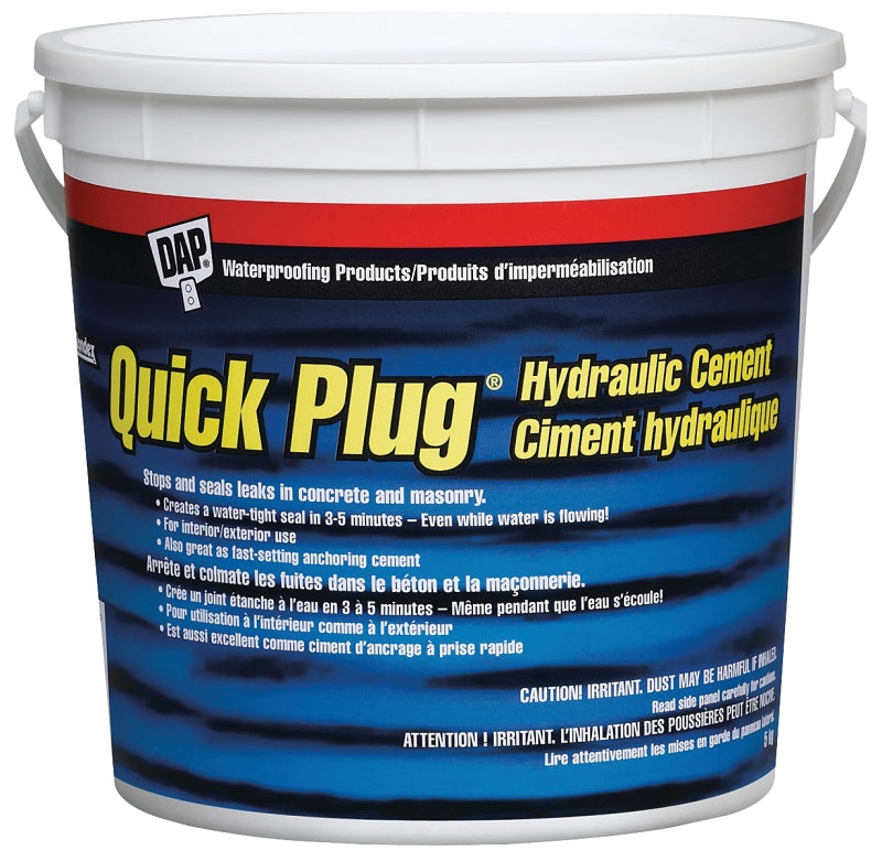 DAP Quick Plug 10070 Hydraulic and Anchoring Cement, Powder, Gray, 28 days Curing, 5 kg Pail