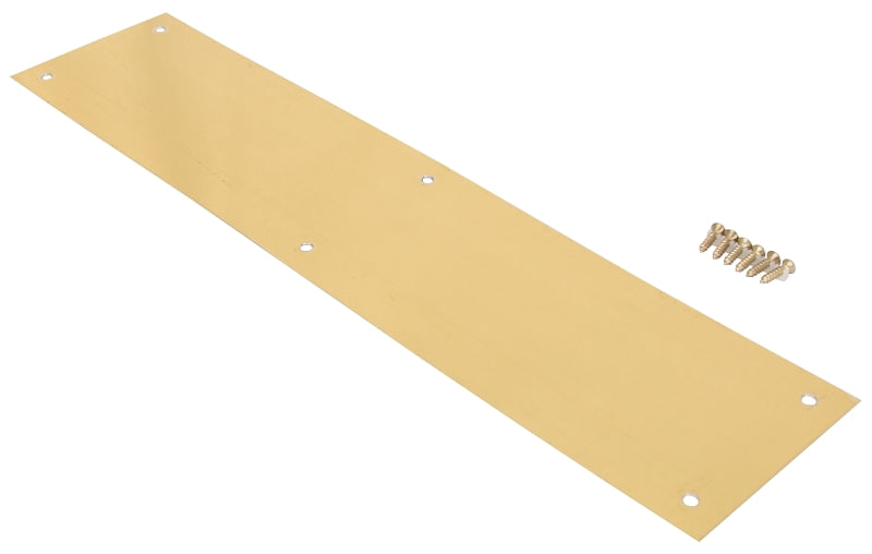 ProSource 32238BBB-PS Push Plate, Aluminum, Brass, 15 in L, 3-1/2 in W, 0.8 mm Thick