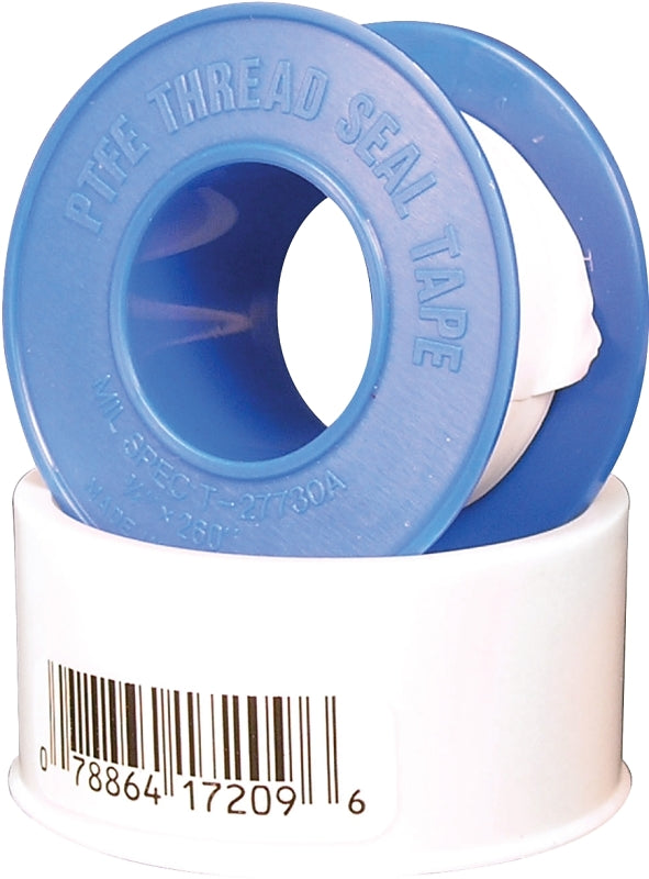 Harvey 017209B Thread Seal Tape, 260 in L, 3/4 in W, PTFE, Blue/White