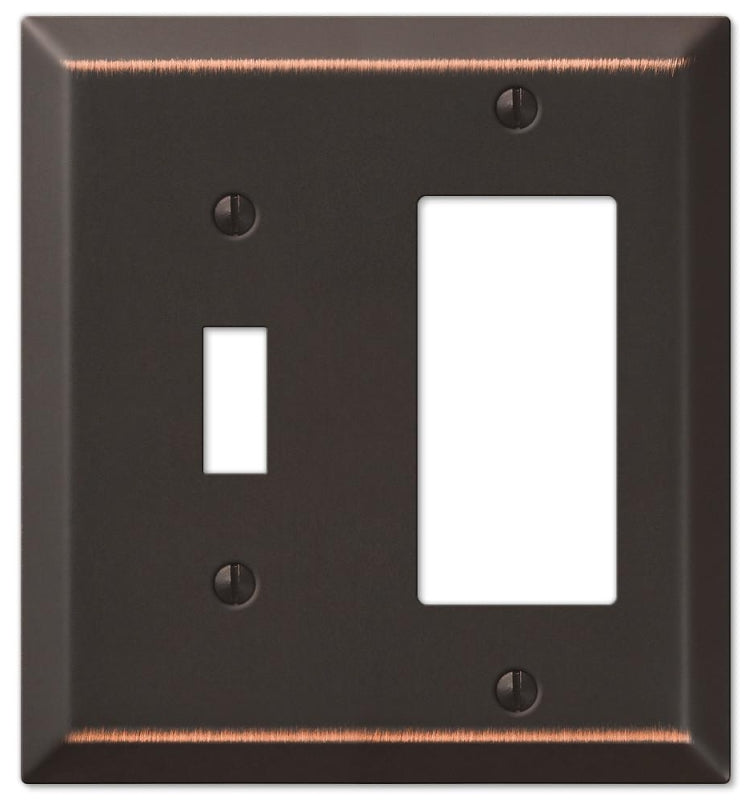 Amerelle 163TRDB Wallplate, 4-15/16 in L, 4-9/16 in W, 2 -Gang, Steel, Bronze, Wall Mounting