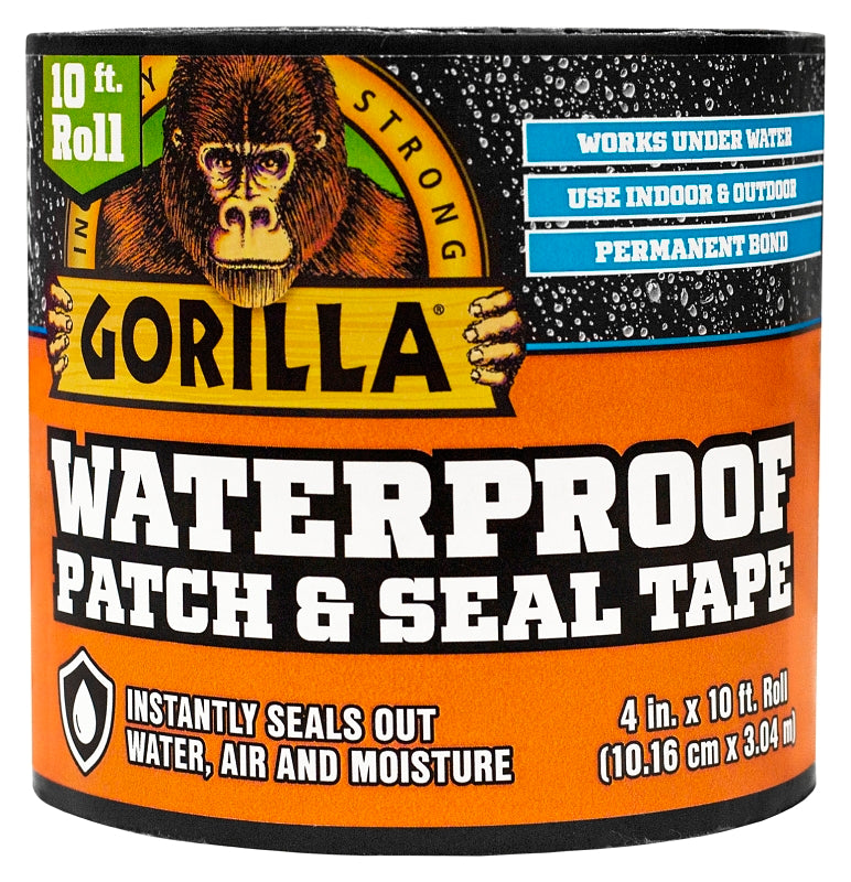 Gorilla 4612502 Patch and Seal Tape, 10 ft L, 4 in W, Black