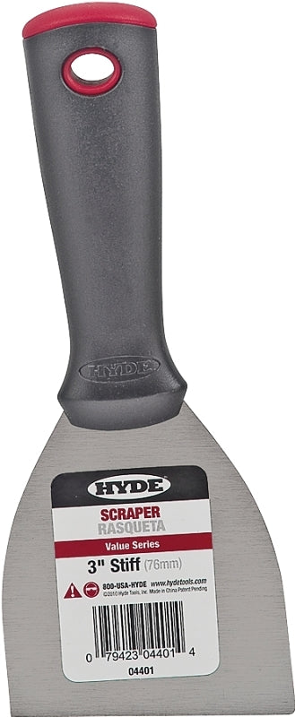 Hyde 04401 Paint Scraper, 3 in W Blade, 1-Edge Blade, HCS Blade, Polypropylene Handle, Ergonomic Handle