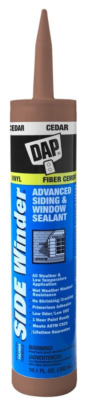 DAP 00823 Siding and Window Sealant, Cedar, 24 hr Curing, -35 to 140 deg F, 10.1 oz Cartridge